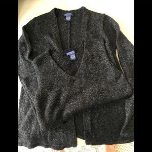 Doncaster Black Sequin Cardigan Seater Twin Set Sz S EUC V neck Sleeveless Shell